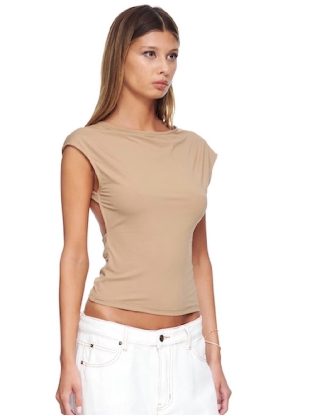 LIONESS Uno Tie Top in Taupe